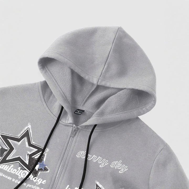 Men's hooded jacket with practical zipper and stylish star pattern Lune London