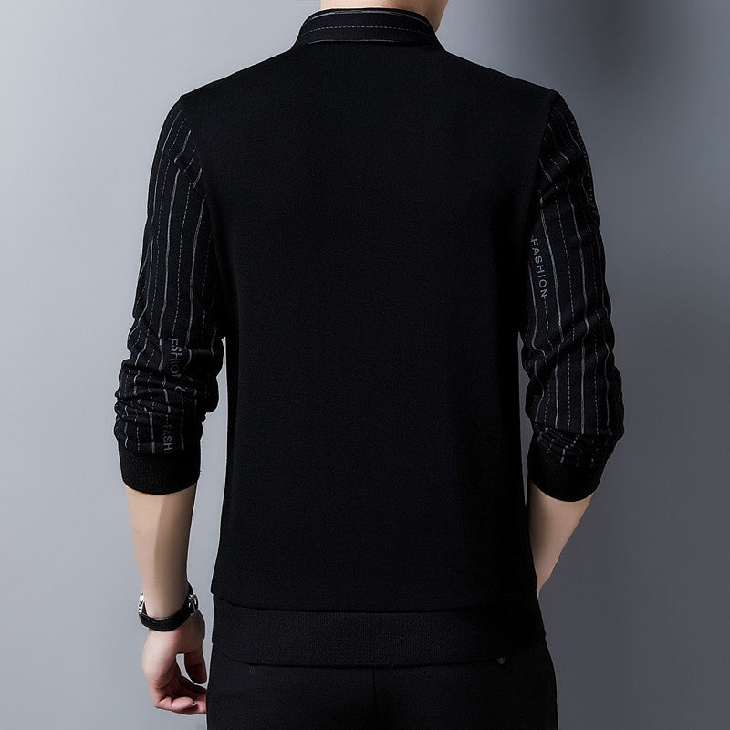 Elegant knitted sweater for men with high-quality texture and a trendy high collar Lune London