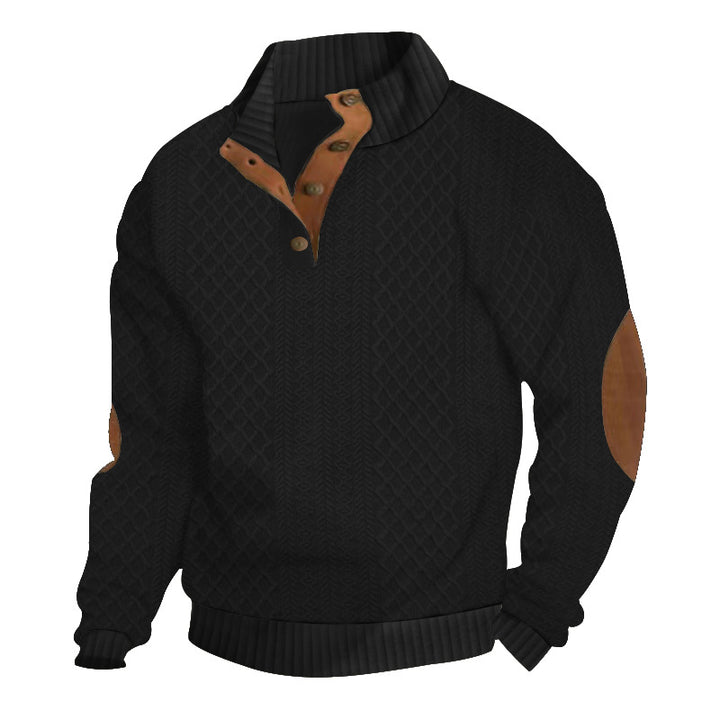 Sweatshirt for men with structured knitted pattern and leather details Lune London