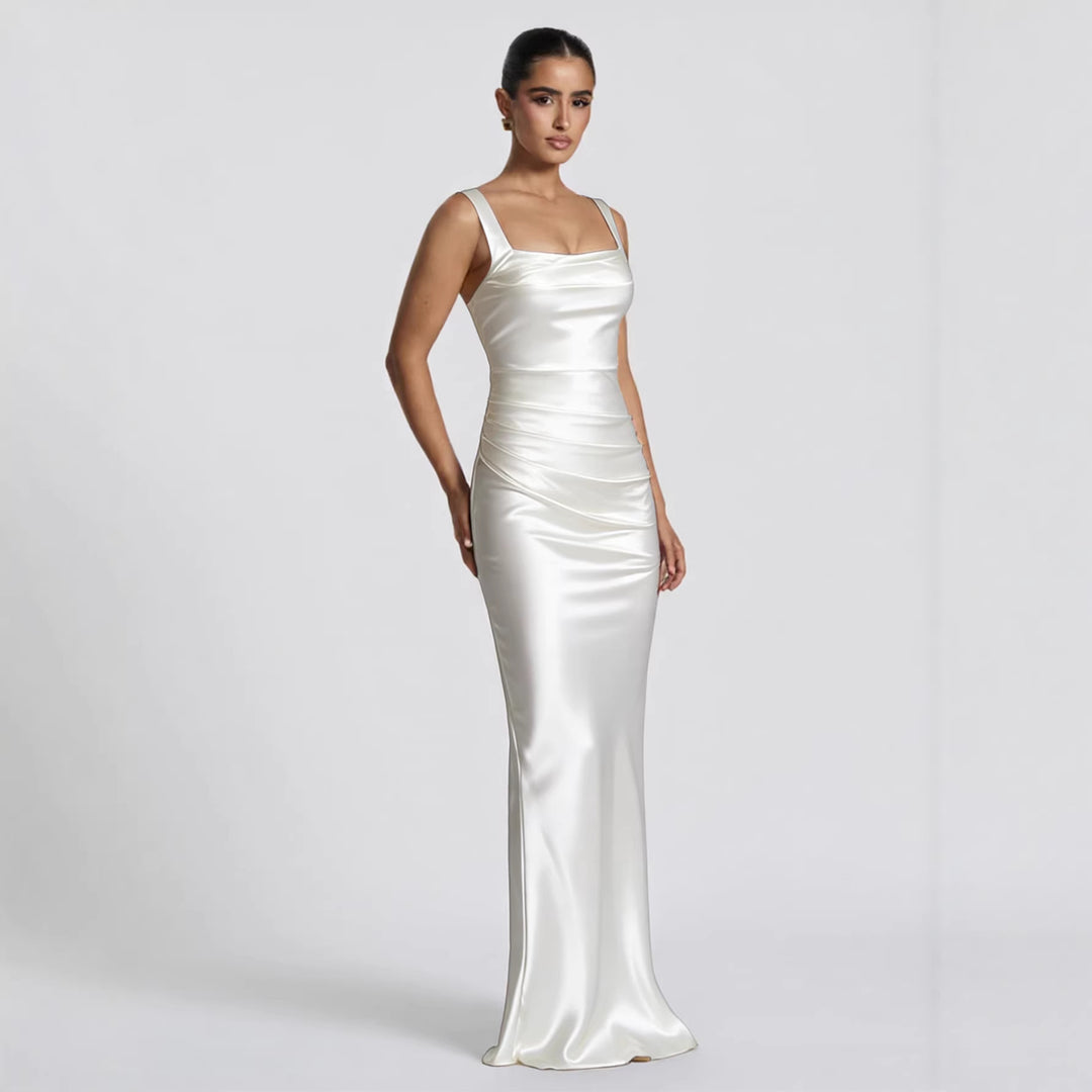 Women's Elegant Satin Maxi Dress with Figure-Flattering Design Lune London