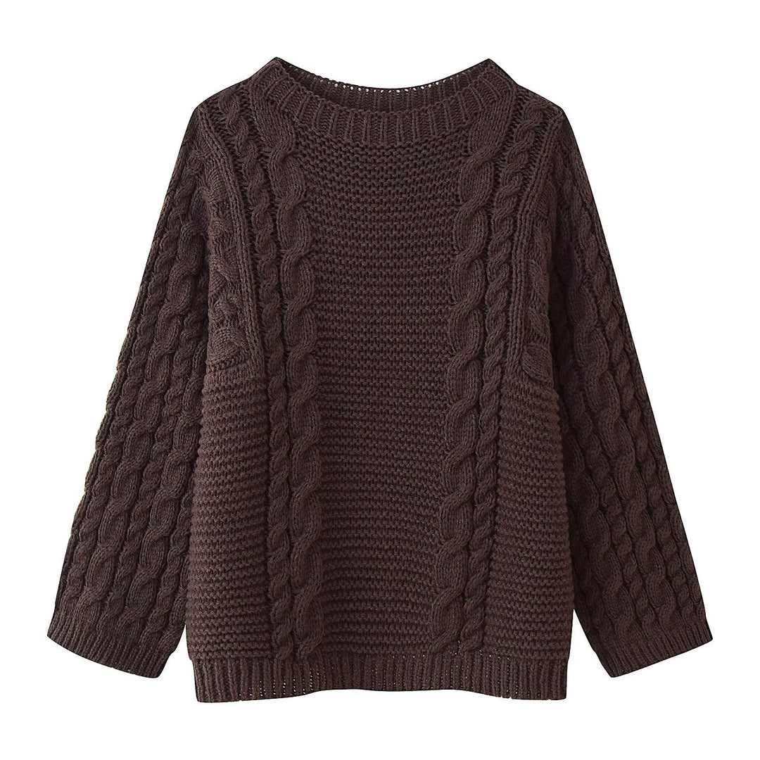 Ladies' knitted sweater with cable pattern and loose fit Lune London