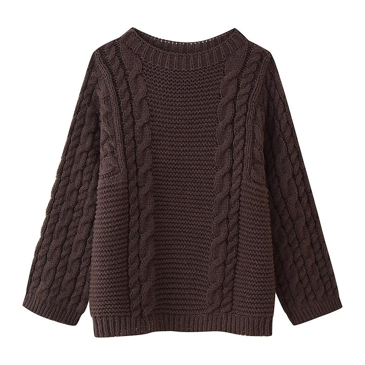 Ladies' knitted sweater with cable pattern and loose fit Lune London