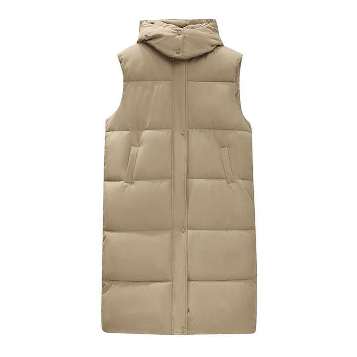 Women Long quilted cardigan with belt and hood Lune London