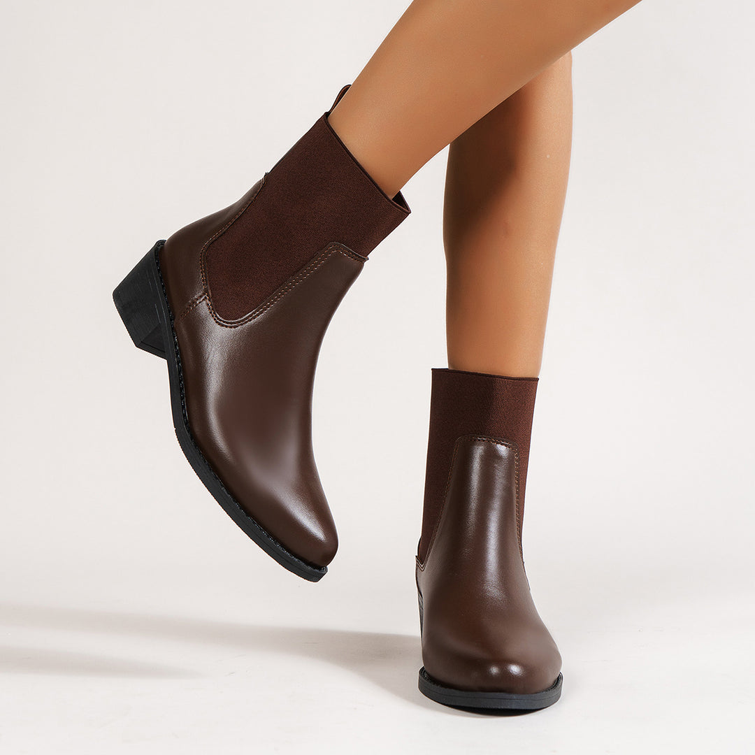 Women’s ankle boots with elastic shaft and comfortable block heel Lune London