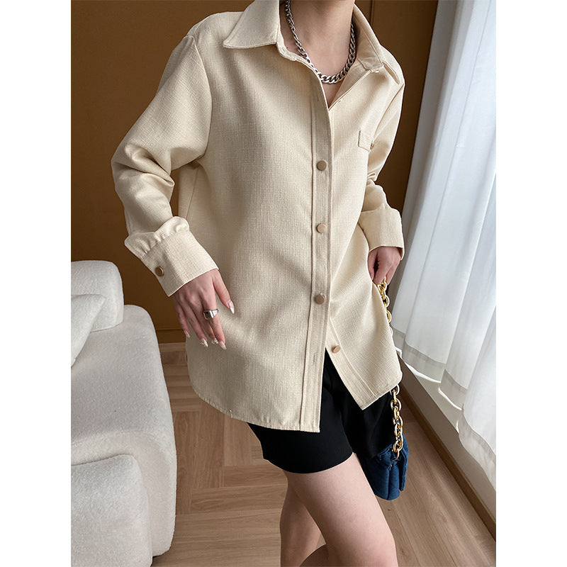 Women's Oversized Blouson Jacket with Button Detail Chic & Stil
