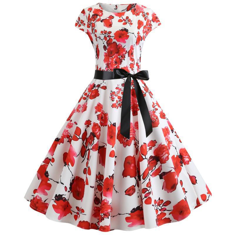 Robe Swing Femme avec Motif Floral et Détails en Béton Chic & Stil