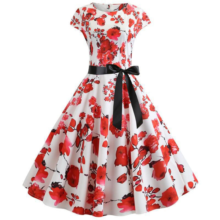 Robe Swing Femme avec Motif Floral et Détails en Béton Chic & Stil