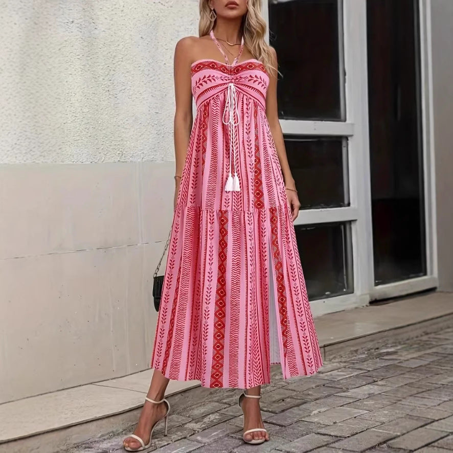 Maxi dress for ladies with a playful design and thin straps Lune London