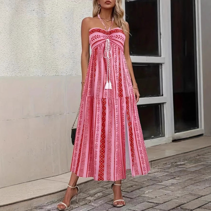 Maxi dress for ladies with a playful design and thin straps Lune London