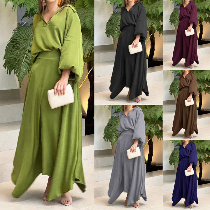 Elegant maxi dress for women with a flowy cut and high-quality V-neck Lune London