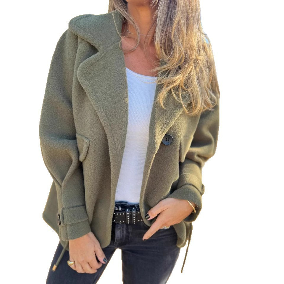 Oversized night jacket for women in soft wool blend with practical pockets Lune London