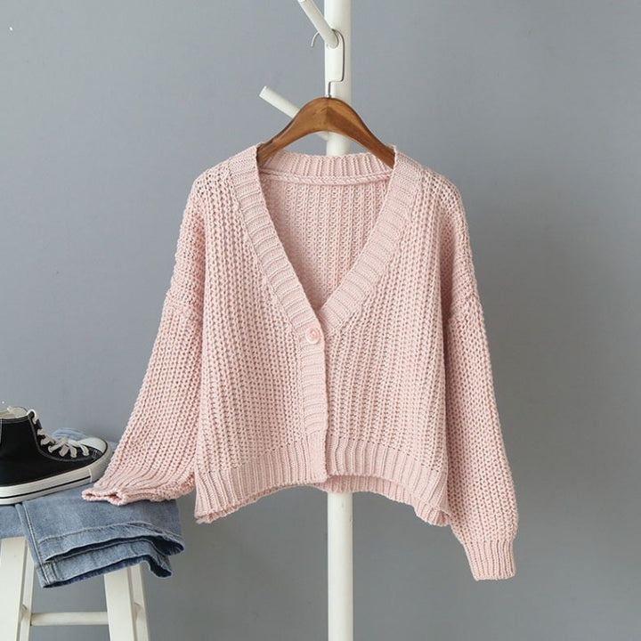 Ladies Oversized Cardigan with V Neck and Chic Button Detail