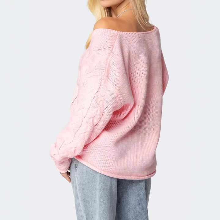 Chunky knit sweater for women with a deep V-neckline and relaxed silhouette Lune London