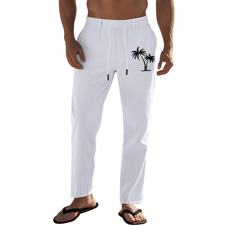 Casual pants for men with elastic waist and contrasting palm print Lune London