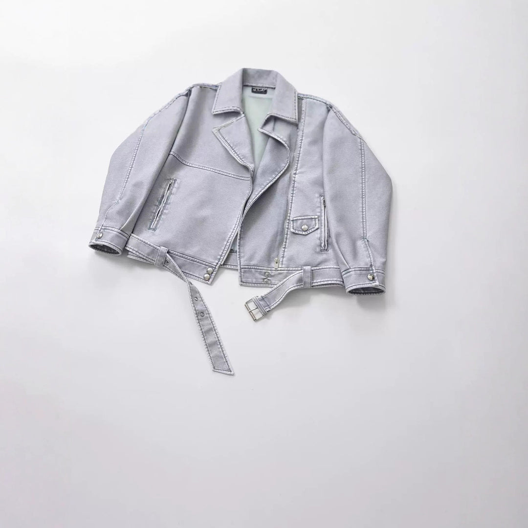 Women's motorcycle jacket in faux leather with unique cut Lune London
