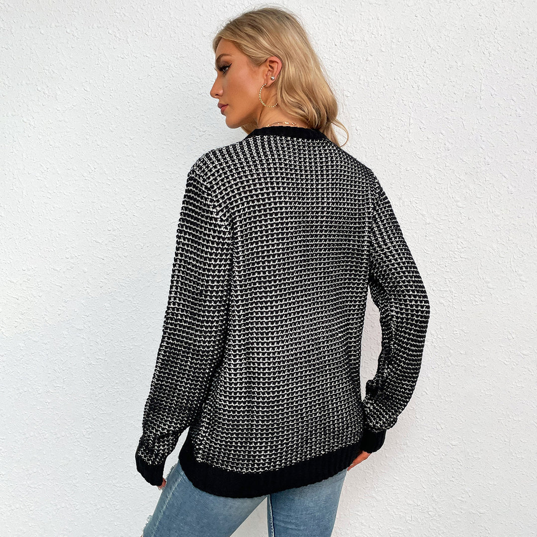 Pull en tricot pour femmes avec un motif moderne en diamant et des manches en forme de chauve-souris Chic & Stil