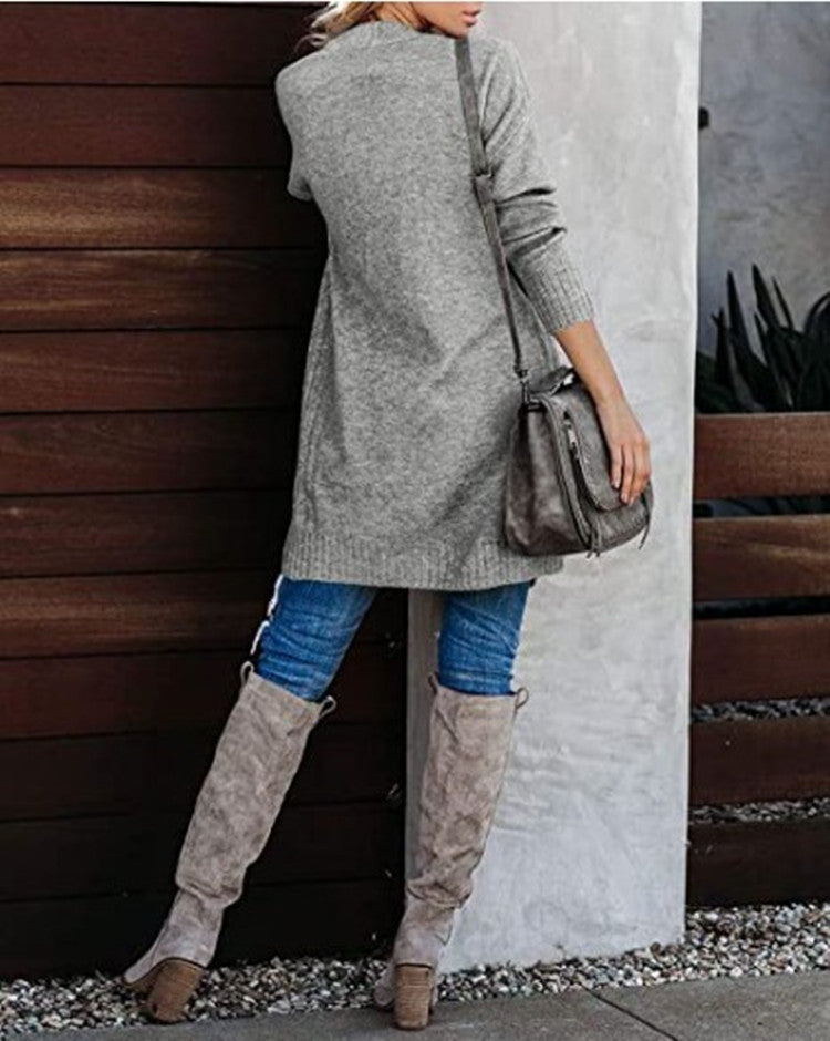 Ladies long open cardigan with relaxed cut Lune London