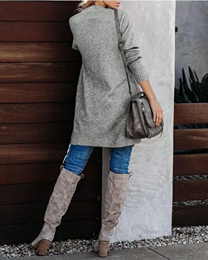 Ladies long open cardigan with relaxed cut Lune London