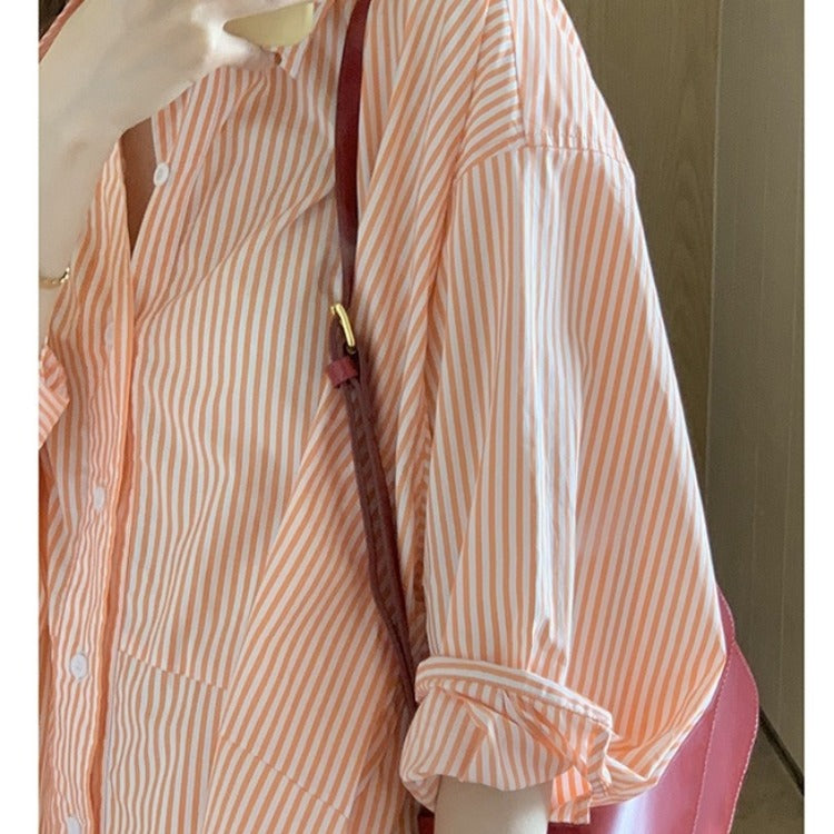 Chemise femme surdimensionnée blouse avec motif rayé et détails de bouton Chic & Stil