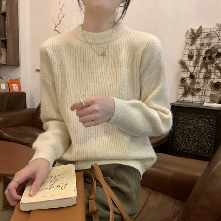 Ladies Elegant Fine Knit Sweater with High Neck and Casual Cut Lune London