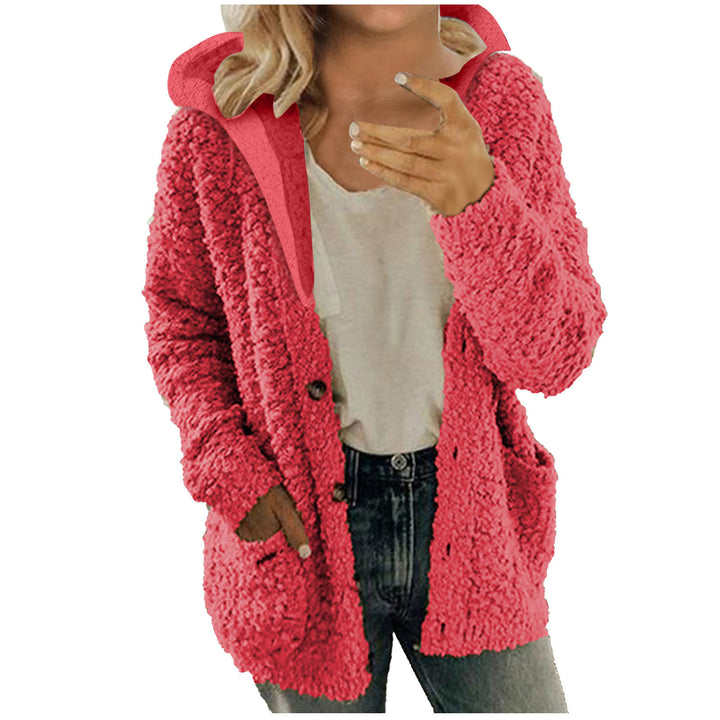 Ladies cozy fleece jacket with hood and practical pockets Lune London