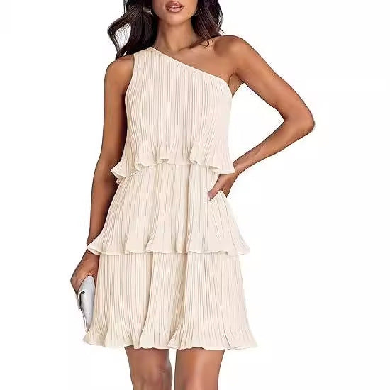 Asymmetrical ruffle dress for women with ruffle details Lune London