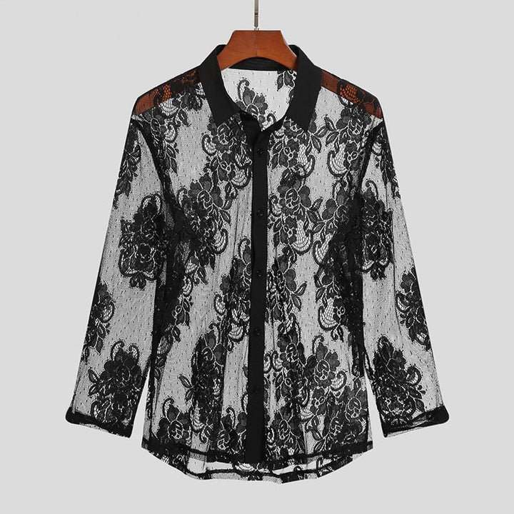 Transparent blouse for ladies with floral lace pattern Lune London