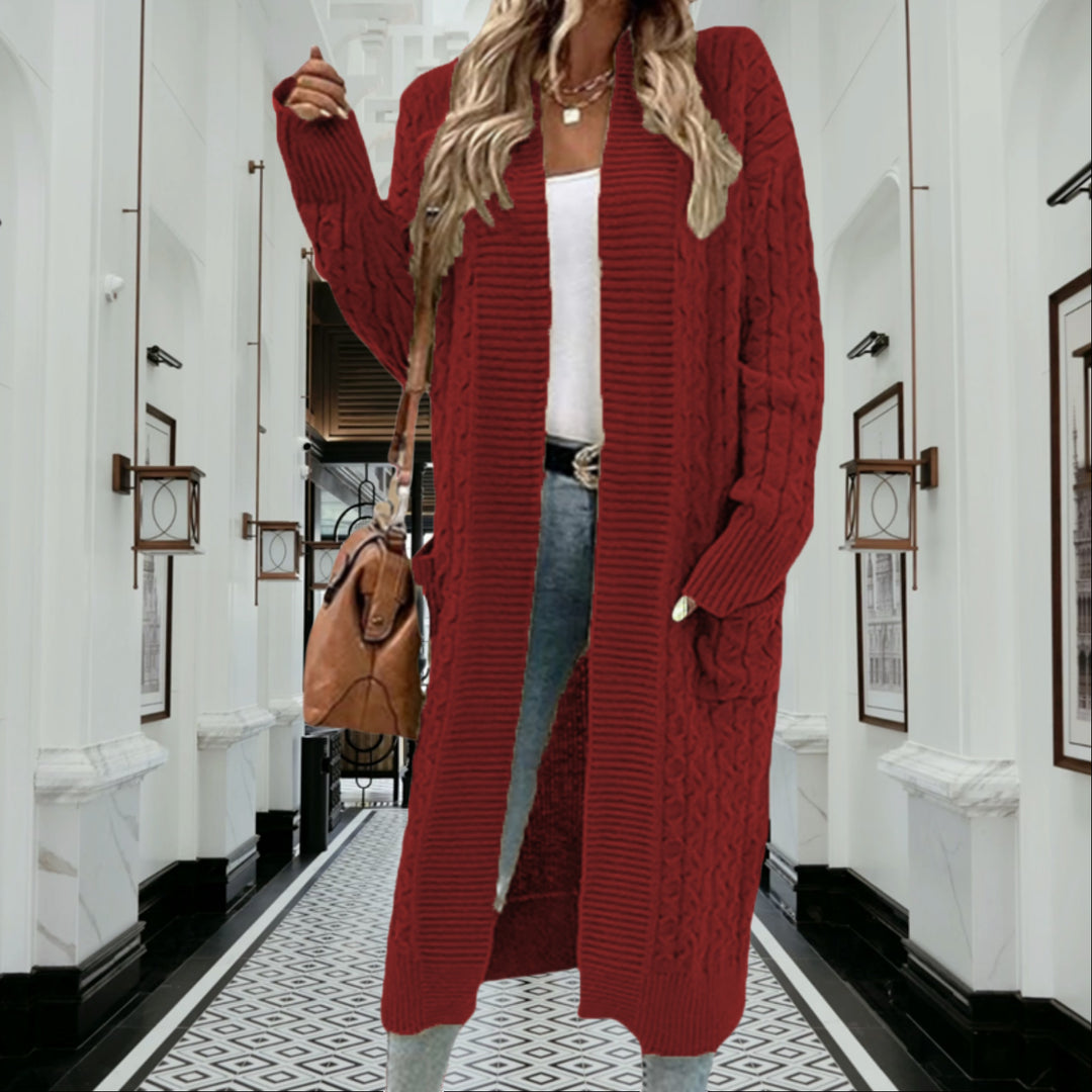 Cardigan femme en tricot épais avec design ouvert et poches pratiques Chic & Stil