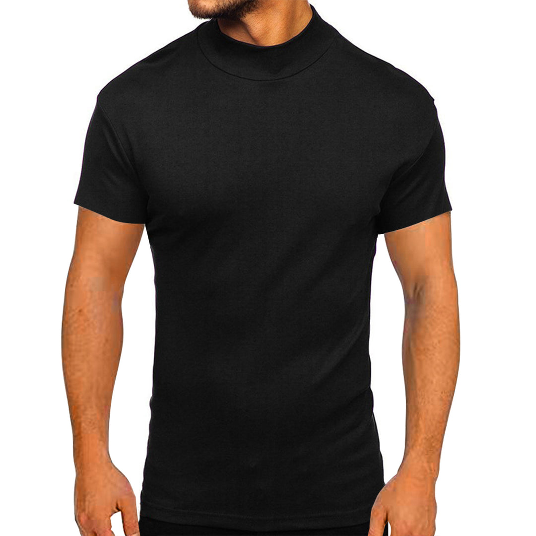 Modern short-sleeved men's t-shirt with high collar and textured design Lune London