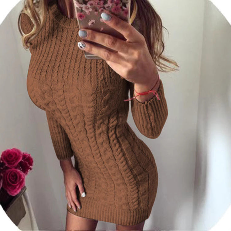 Knit dress for women with an elegant cable pattern and a fitted silhouette Lune London