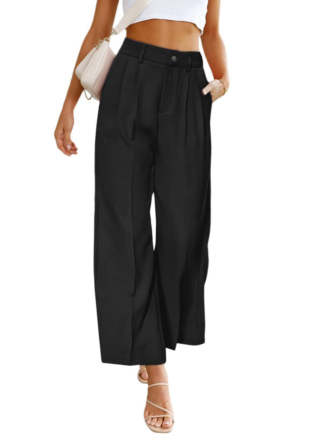 High-waisted wide leg trousers for women with pleats Lune London