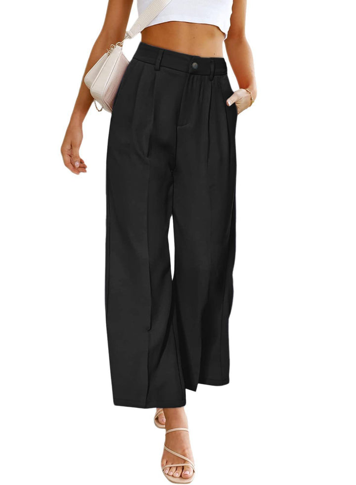 High-waisted wide leg trousers for women with pleats Lune London