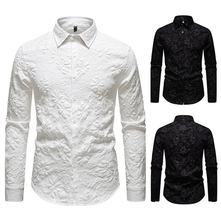Men's long sleeve shirt with rich detailed floral embroidery Lune London