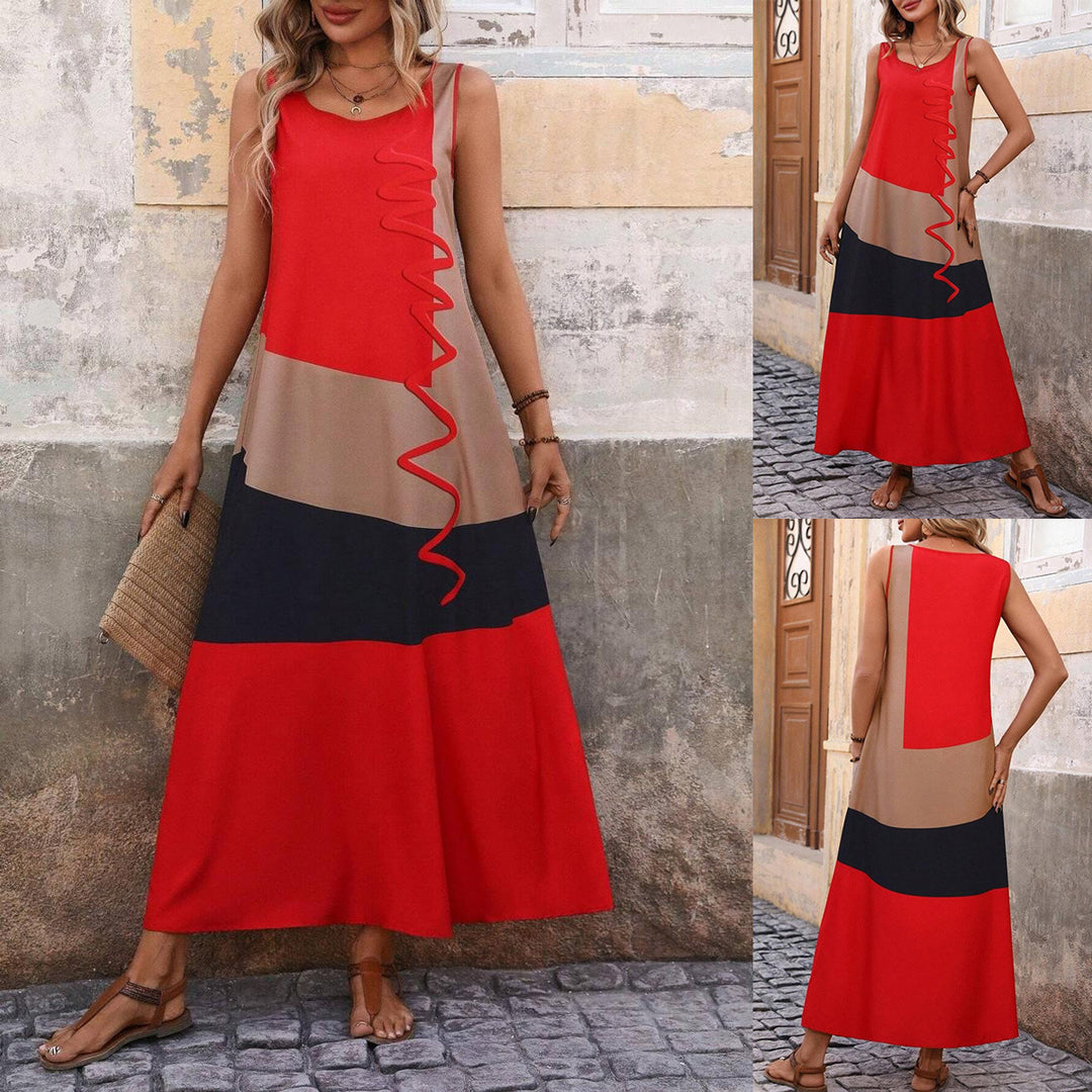 Lune London Women's Color Block Maxi Leisure Dress