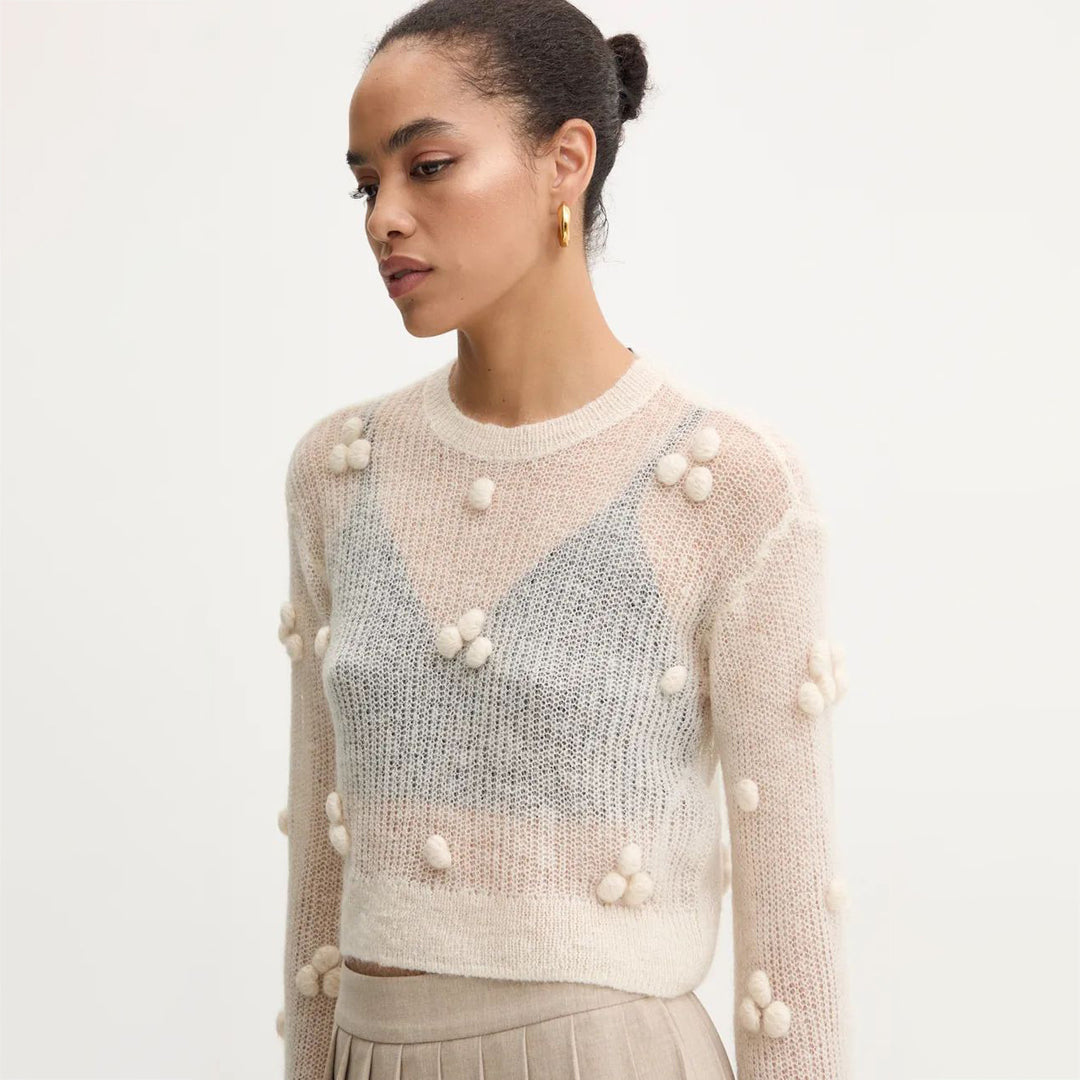 Fashion sweater for women with structured design and puff sleeves Lune London