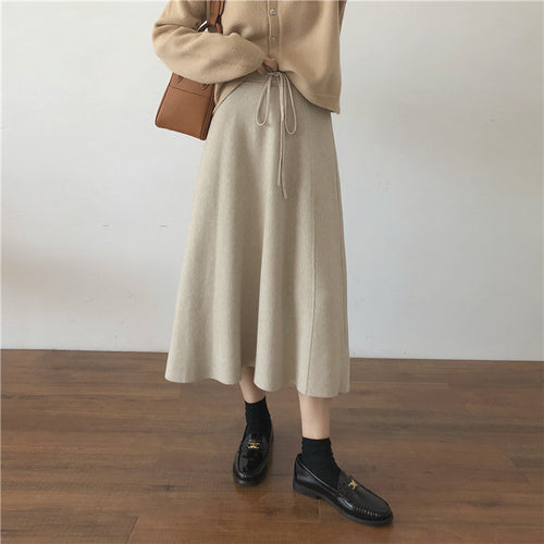 Jupe maxi femme en matériau doux avec cordon pratique