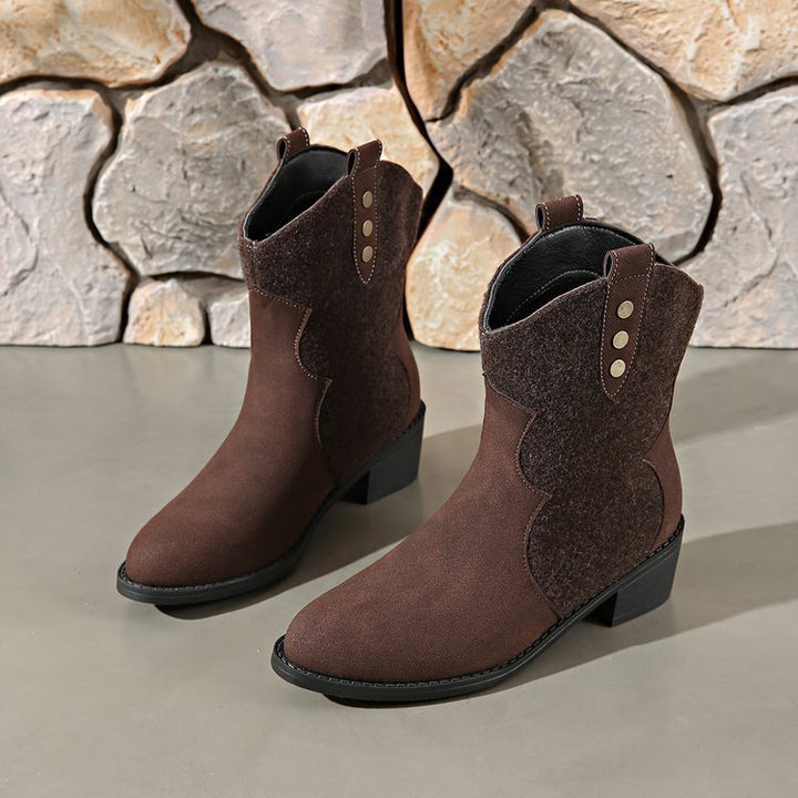 Fashion cowboy boots for women with stylish details and a sturdy block heel Lune London