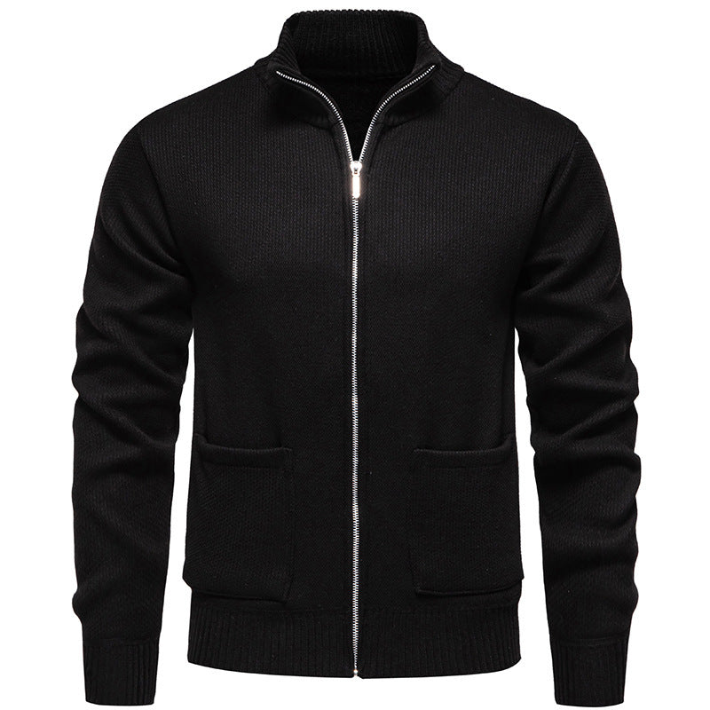 Casual knit jacket for men with high collar and practical pockets Lune London