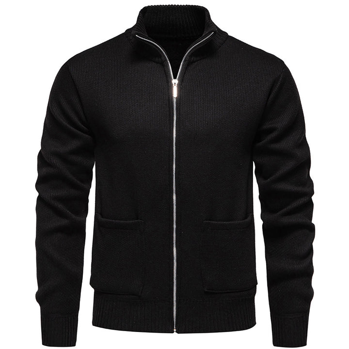 Casual knit jacket for men with high collar and practical pockets Lune London