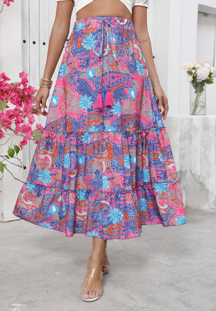 Maxi skirt for women with shelf design and drawstring belt Lune London