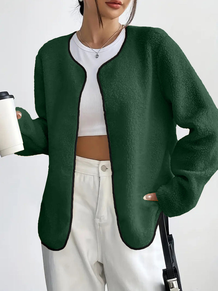 Casual fleece jacket for women with open cut and practical pockets Lune London