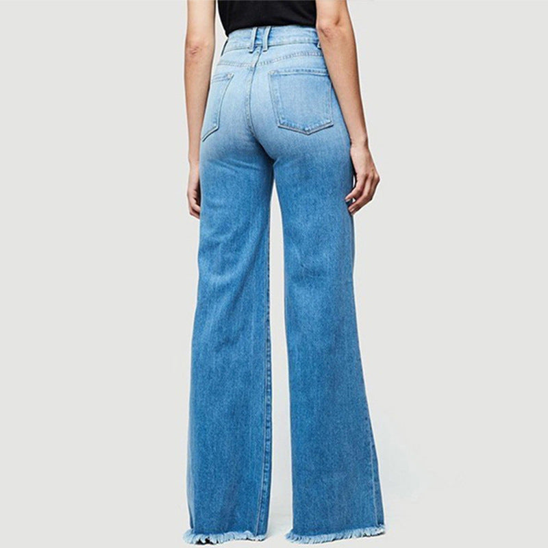 Women's High Cut Flared Jeans in Vintage Look Lune London