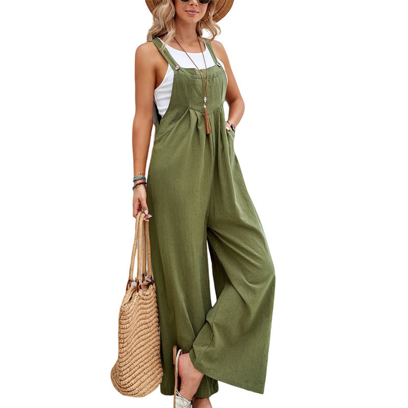 Ladies casual jumpsuit with wide legs and adjustable straps Lune London