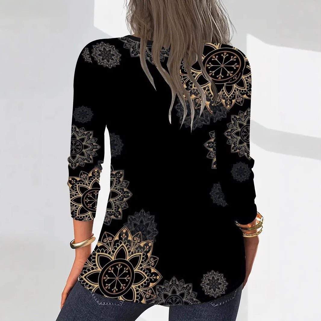 Women's blouse with floral print and zipper Lune London