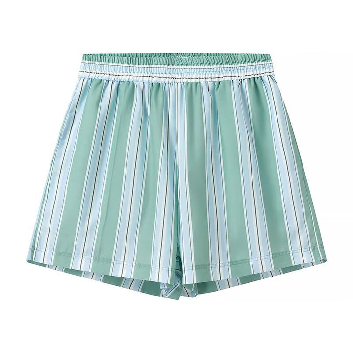 Ladies' beach shorts with a trendy striped pattern and an elastic waist Lune London
