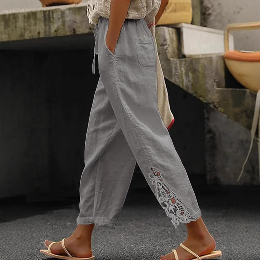Leisure pants for women with elaborate embroidery Lune London