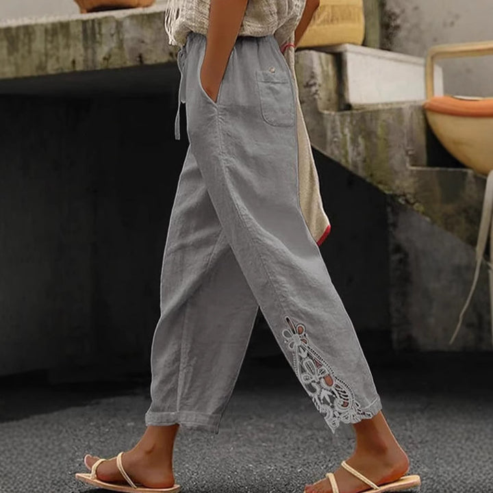 Leisure pants for women with elaborate embroidery Lune London