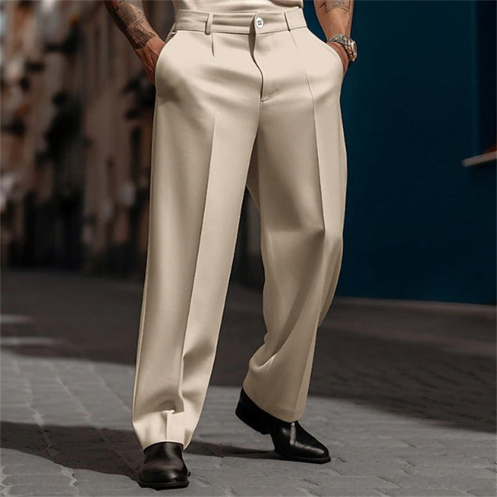 Men's Classic Suit Trousers with High Waistband and Wide Legs Lune London