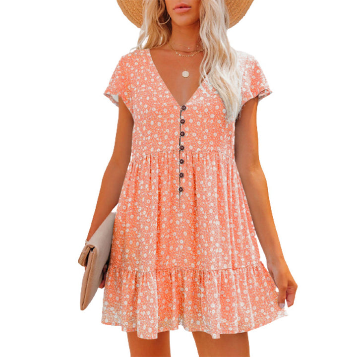 Summer dress for women with floral patterns and button details Lune London