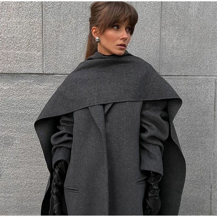 Women Elegant oversized coat with a stylish hood addition Lune London